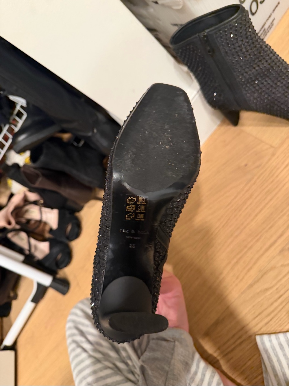 rag & bone Black Crystal-Studded Ankle Boots - Picture 4 of 4